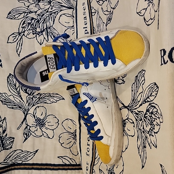 Golden Goose Superstar Sneaker Blue and Yellow Limited Edition Size 42 uk 8 - Picture 5 of 16